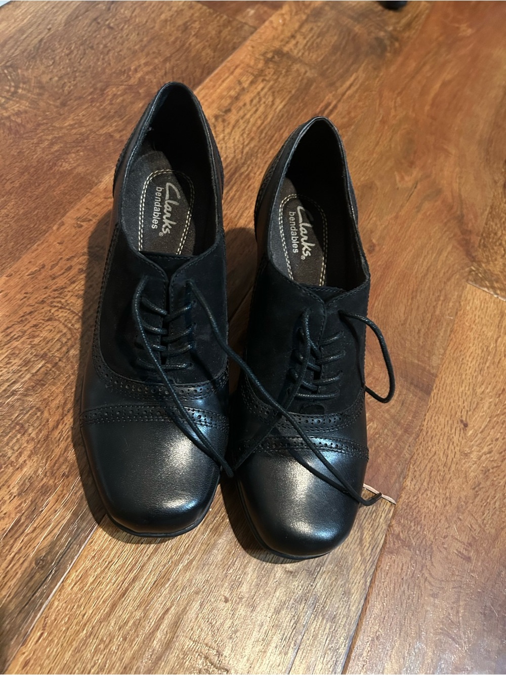 Clarks Black Lace Up Melrose Oxford Heel - Picture 6 of 12
